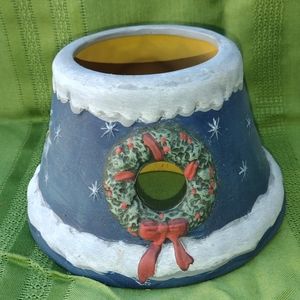 Vintage Faith Rollins Christmas Jar Candle Shade Wreath Star Decor Candle Cover